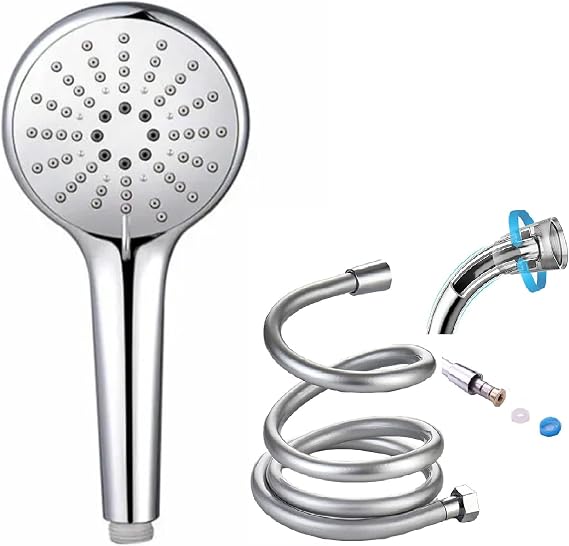 NEROLIA 5 Fonksiyonlu El Duşu Başlığı + 150cm Ekstra uzun Duş Hortumu Spirali / 2'li Lüks Duş Seti Takımı