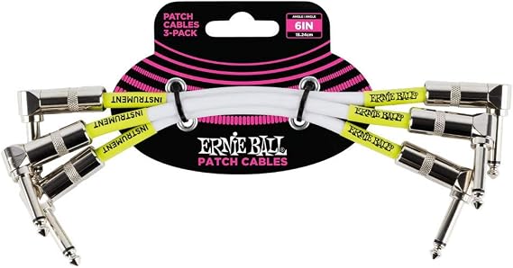 Ernie Ball 6" Çift Açılı Ara Kablolar 3'Lü Paket Beyaz