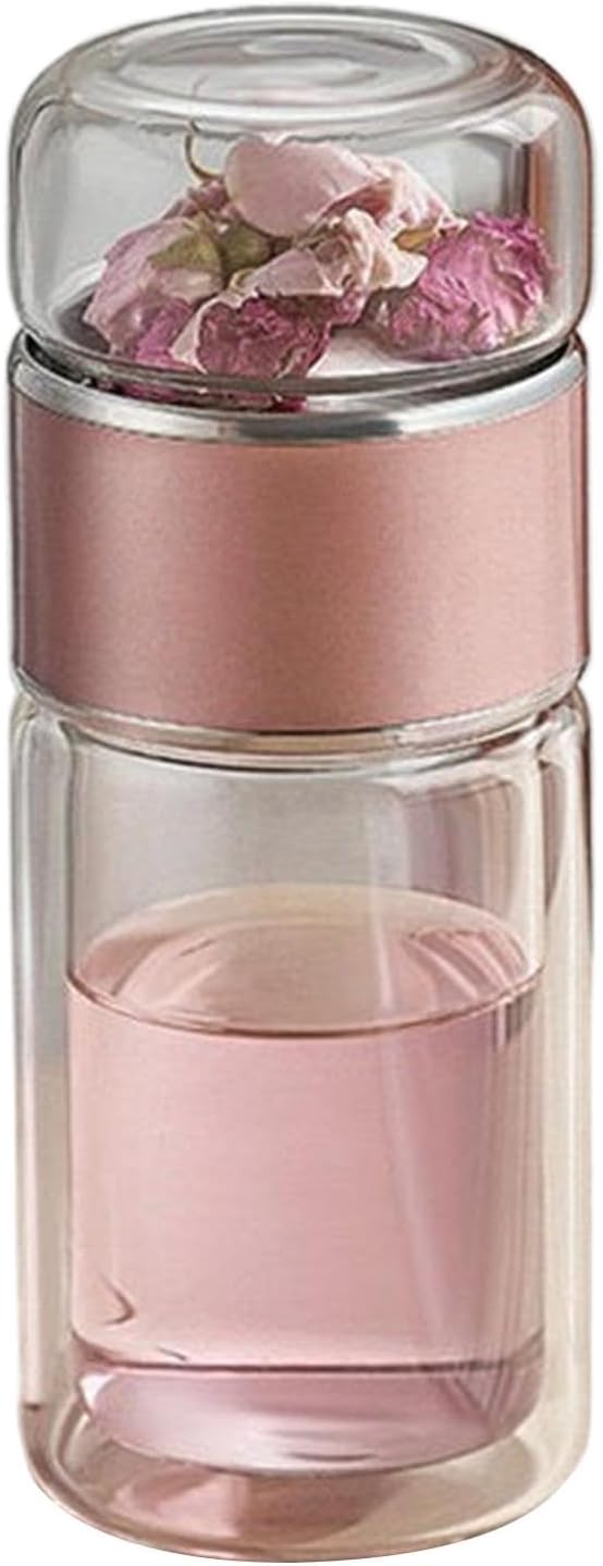 infusifie Tea Bottle, Smart Tea Maker, Double-Layer Insulation Glass Tea Infuser Bottle, Tea Tumbler Mug with Infuser for Loose Tea