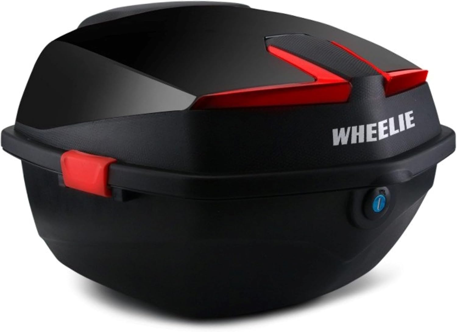 WHEELIE XT01-B 32 Litre Motosiklet Arka Çanta Siyah Parlak Su Geçirmez ABS Top Case Çift Kilitleme Üniversal