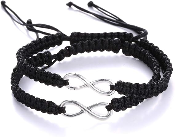 Bracelets infinity Braided Handcrafted Adjustable Braided for Men Women Friendship Family Couple 2Pcs