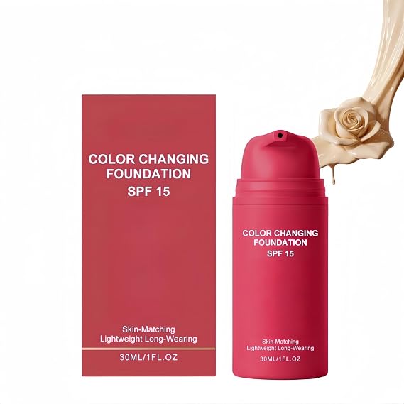 Korean Colour Changing Foundation & Concealer for Mature Skin,Self-Adjusting Natural Finish,SPF15 Full Coverage Long-Lasting Flawless Makeup,Foundation for Oily Skin & All Skin Types,30ml