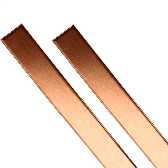 Pure Copper Flat Bar 2Pcs T2 Cu Rectangular Bar Copper Sheet, Thickness 2Mm, Length 500Mm,20mm
