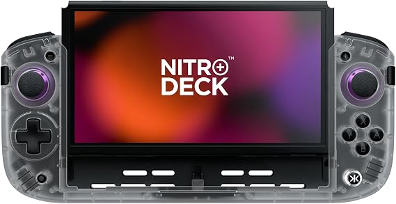 CRKD Nitro Deck+ Handheld Pro Controller for Nintendo Switch & OLED Model - TV Dockable - Programmable Sidekicks & Back Buttons - TruCollection System (Clear White)