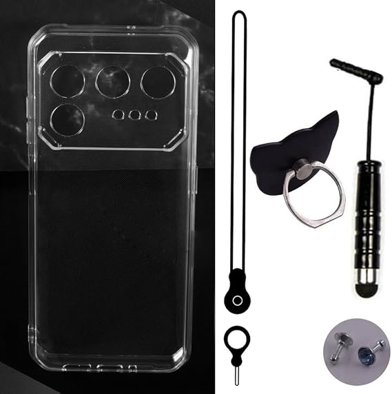 Simplicity - TPU Silicone Cover Ring Stand Case Pouch Skin Pen Lanyard For IIIF150 Raptor 5G 6.78 inch Clear
