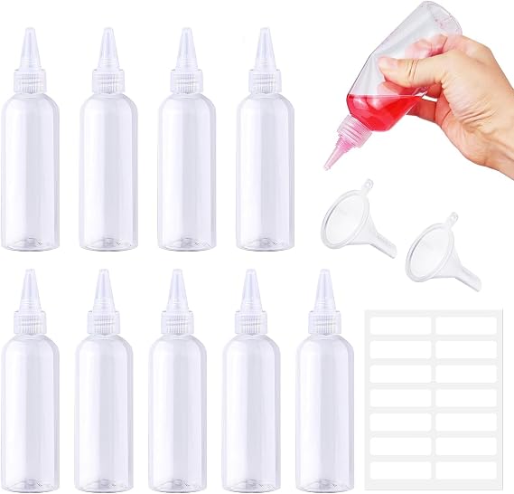 10PCS 100ml Squeezy Bottles with Nozzles, Plastic Squeeze Bottle