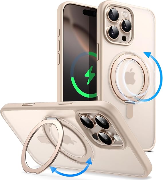 JETech Case with Ring Kickstand for iPhone 16 Pro Titanium Desert Sand