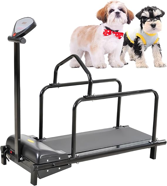 Dog Treadmill for Small Dogs, Adjustable Speed Canine Running Slatmill Machine, Speed 0.8-6km/H, Multi-function Home Pet Fitness Treadmill for Exercise & Healthy & Fit Pet Life,Black