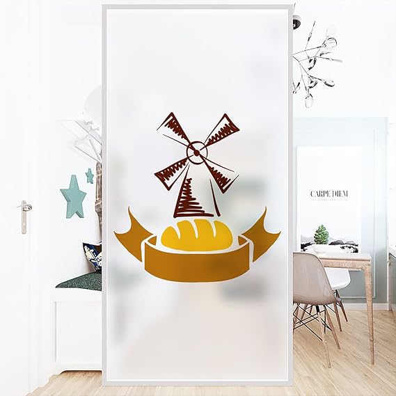 Window Cling Privacy Film, Home Decorative Window Coverings Film, Heat Blocking, Anti Glare, Non-Adhesive, Reusable Frosted Window UV Protection Film for Kitchen,D,50x100cm