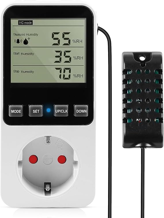 Temperature Controller Socket 230 V Humidity Controller with Sensor Digital Thermostat Hygrostat Socket Temperature Switch with Timer Alarm for Greenhouse Aquarium Terrarium Mushroom