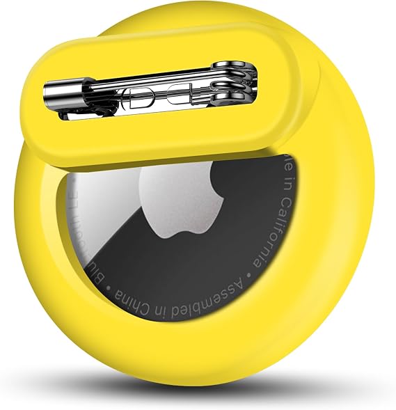 Apple AirTagホルダー ピン付き 安全な隠し軽量GPSトラッカー 子供向け Apple AirTagに対応 子供/高齢者/ペットの首輪/靴用 イエロー 1パック