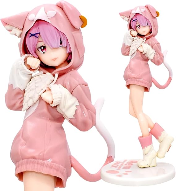Ra-m Action Figure, Anime Figure Ra-m，Re,Zero, Starting Life in Another World，8.2 Inch PVC Action Girl Figurine Toys Collectible Model Indoor Decoration Ornaments Gifts - Pink