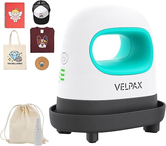 Mini Heat Press Machine for T-Shirts & Hats, Portable Heat Transfer with Insulated Safety Base & Constant Temp Control, for DIY Iron On Vinyl, Caps, Pillows, Bags, Crafts