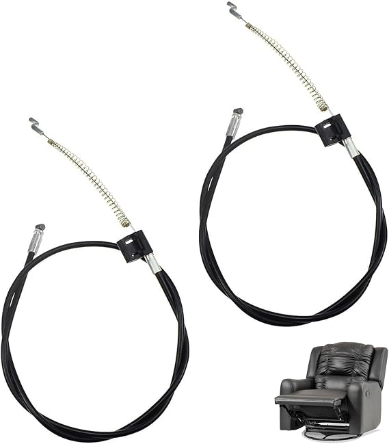 2 Pcs Replacement Recliner Chair Cable, Sofa Recliner Handle Metal Cable, Universal Fit with Spring Hook, Compatible with Massage Chairs, Electric Recliners, Couch Release Lever, Steel Wire 95cm