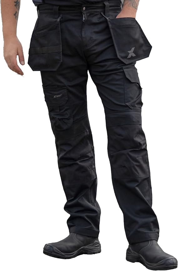 Xpert - Pro Stretch+ Work Trousers Mens Tapered Fit Combat Cargo Pants with Stretch Panels, Multi Utility Pockets, Flex Waistband and Knee Pad Pockets