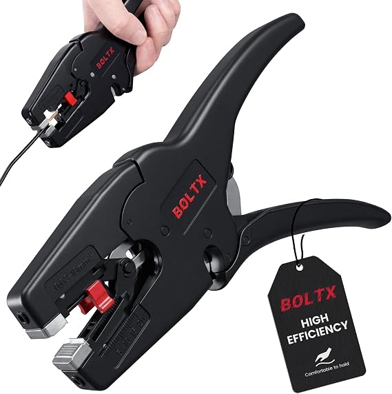 Automatic Wire Stripper, Cable Stripping Tool with Self-Adjusting Jaws, Adjustable Length, Lightweight and Durable