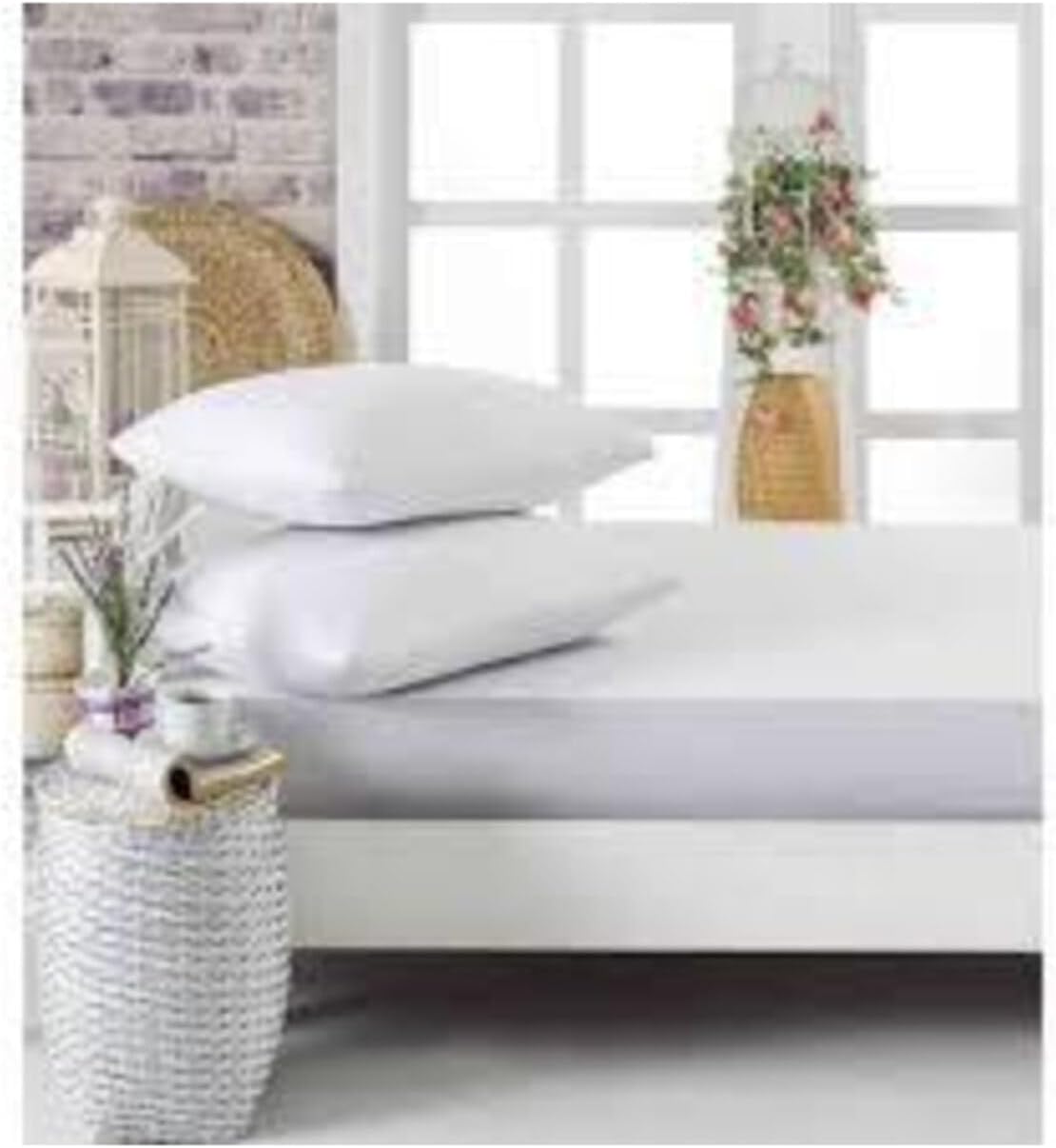 Mer-Tim Cotton Ranforce Single Person White Rubberless Sheet And Pillowcase - 160 x 240