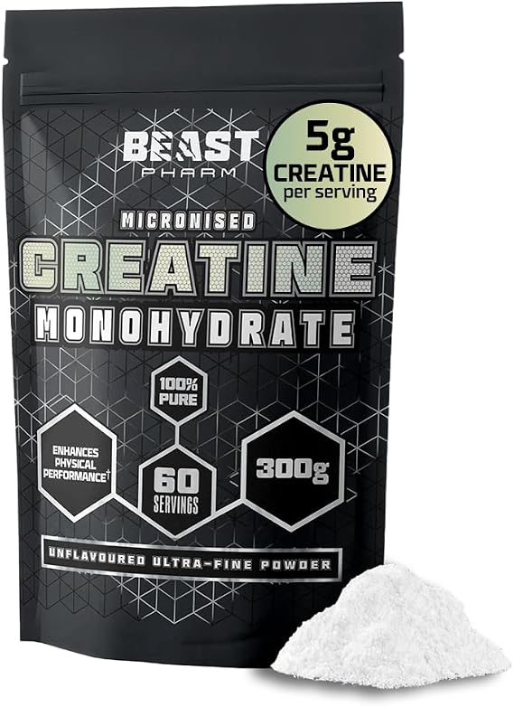 Beast Creatine Monohydrate Powder 300g Full 5g per Scoop 60 Servings
