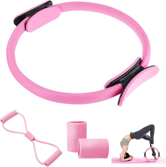 nnOuOnn Circle Pilates Ring Set, Magic Durable Resistance Yoga Fitness Equipmentfor Women, Core Balance Training Kit, Non-Slip Home Gear with Adjustable Pilates Essential kitr Gym Rings