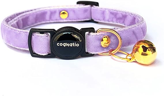 Safety Quick Release Cat Collars,Double Velvet with Bell Available in a Range Colors,Perfect for Your Kitty 20-30 cm