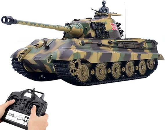 1/16 RC Tank for Adults, 2.4G German Henschel Tiger King Battle RC Tank Model with Sound Smoke Shooting Effect, RC Vehicle Model for Military Enthusiasts (Basic Edition)