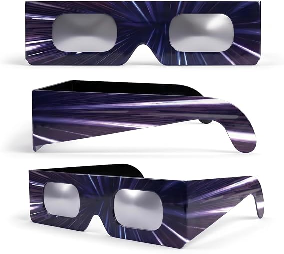 Solar Eclipse Glasses 2/6/12 Pack, 45mm Frame Height, Fits Over Optical Glasses, EN ISO 12312-2:2015 Tested, CE Marked for Safe Direct Sun Viewing – Warp Speed