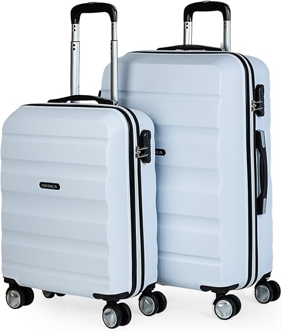 ITACA - Hard Travel Suitcases Trolley Set with Combination Lock and 4 Double Wheels 360° Set Lightweight and Resistant, White