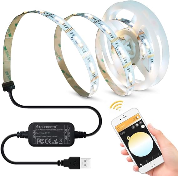 Zigbee RGBCCT stripLight USB LED Controller with LED Strip Light Kit 5V TV Backlight RGBCCT Dimmable Smart Controller [Energy Class E]