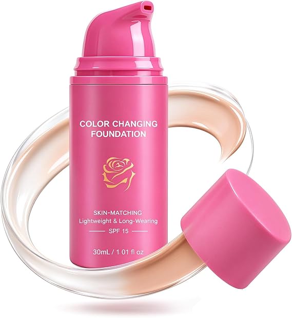 Colour Changing Foundation 30ml - Lightweight 16H Long Lasting Coverage, Natural Second Skin Make Up, Smooth Finish for Fair to Medium Skin Tones, Moisturising Formula (30 ml (Pack of 1))