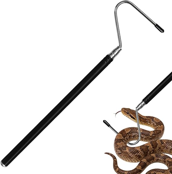 Collapsible Snake Hook, 7.7-26" Stainless Steel Extensible Snake Catching Tool for Small Large Snake Catching Controlling Moving Up To 2 Pounds