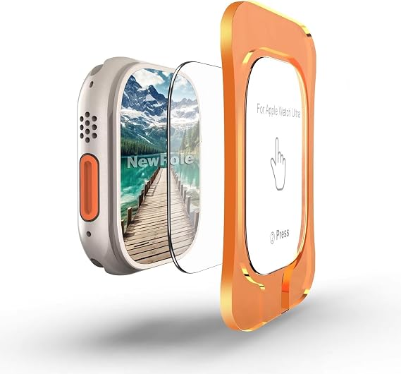 NewPole [Ultra 2/1 49mm için Takma Aparatlı Cam] Watch Ekran Koruyucu Apple Watch 49MM için Ekran Koruyucu Kırılmaz Cam Yüksek Hassasiyetli Takma Aparatlı Cam (Apple Watch Ultra 2/1 49MM)