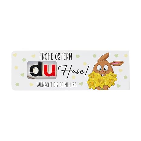 Herz & Heim Duplo Bar in Personalised Gift Packaging for Easter - Easter Gift with Name or Desired Text - Duplo Chocolate Bar with Easter Motifs as a Gift Idea (Frohe Osterdu Hase)