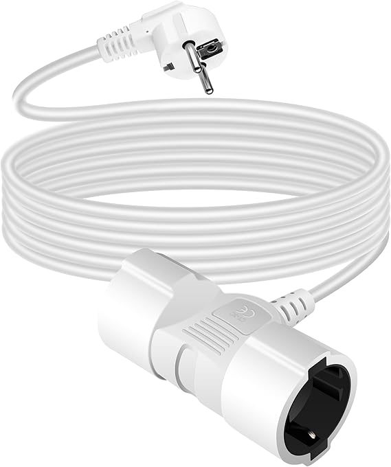Double Plug for Socket 5 m Extension Cable with 2 Schuko Sockets Multiple Socket 2-Way Socket Double Extension with 2 Protective Contact Sockets 2-Way Outdoor Distributor Max 3500 W White
