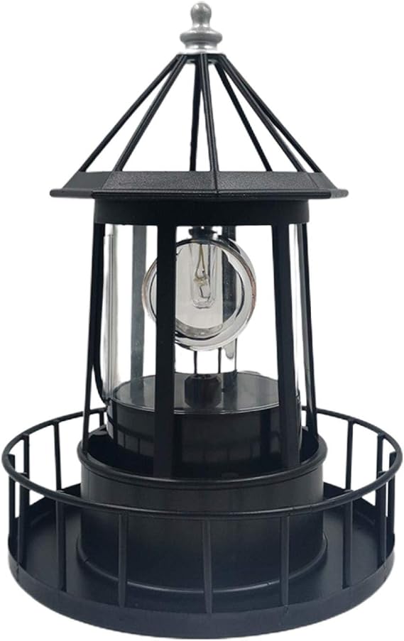 LED Solar Powered Lighthouse, 360 Degree Rotating Lamp Waterproof Light Decorative, Garden Smoke Towers, Statue Lights for Outdoor Garden Courtyard Decoration