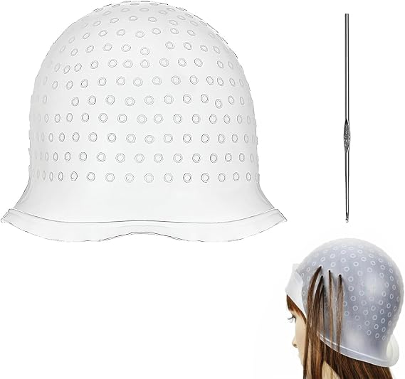 Hair Highlighting Cap and Hook Kit,Reusable Silicone Highlight Cap for Dye
