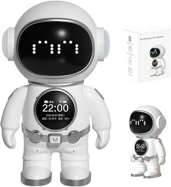 Astronaut AI Desktop Robot with 3 Mainstream AI Models Voice Control Bluetooth Speaker Night Light Intelligent Alarm & Weather Display - Perfect for Office Study & Everyday Life