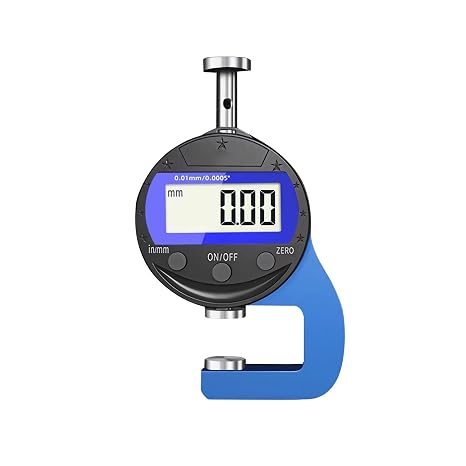 Digital Micrometer Precision Measurement Indicator Measuring Range 0-10mm 0.0005''/0.01 mm Precision Digital Thickness Gauge for Leather, Paper, Sheet Metal and More.