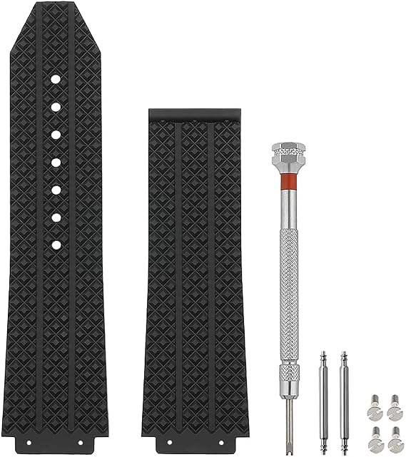 25mm Watch Band Compatible with Hublot Big Bang, Soft Silicone Rubber Replacement Wrist Strap for Hublot Big Bang Watch Straps