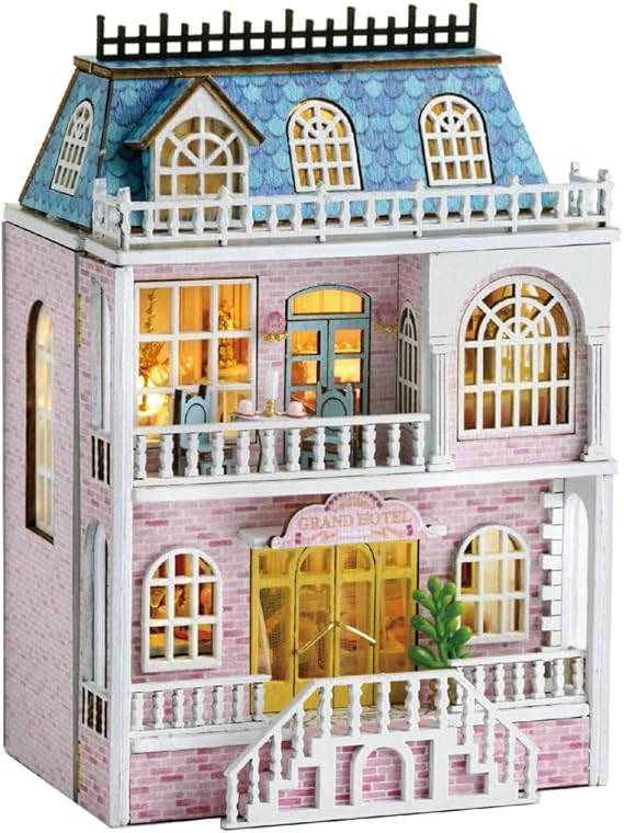 CUTEROOM Diy Dolls House Kit, Miniature Wooden House Kit-Romantic Castle