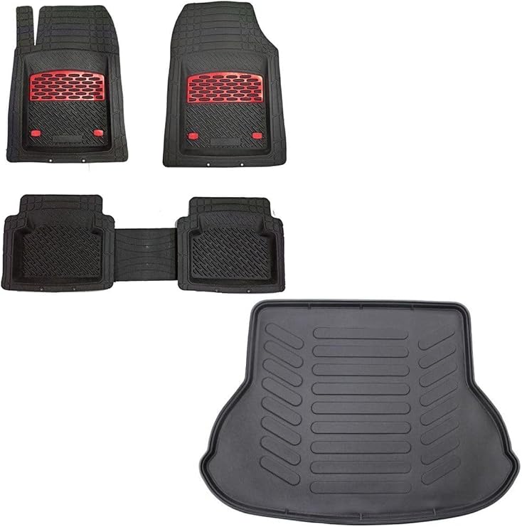 Lunga Mitsubishi Lancer 2005 ile UYUMLU ELMAS KESİM 4D BAGAJ HAVUZU ve Kırmızı 4D Havuzlu Paspas