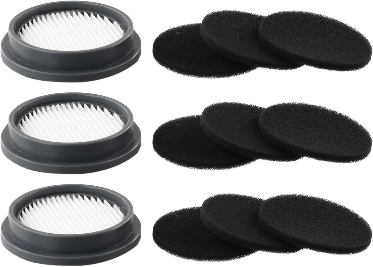 3 Pack Replacement HEPA Filters and 9 Pack Sponge Filters for Afoddon A200ProA200 Cordless Vacuum Cleaner, Compatible for ORFELD B08C10 Series for NEQUARE S12S25 for Improved Air Quality