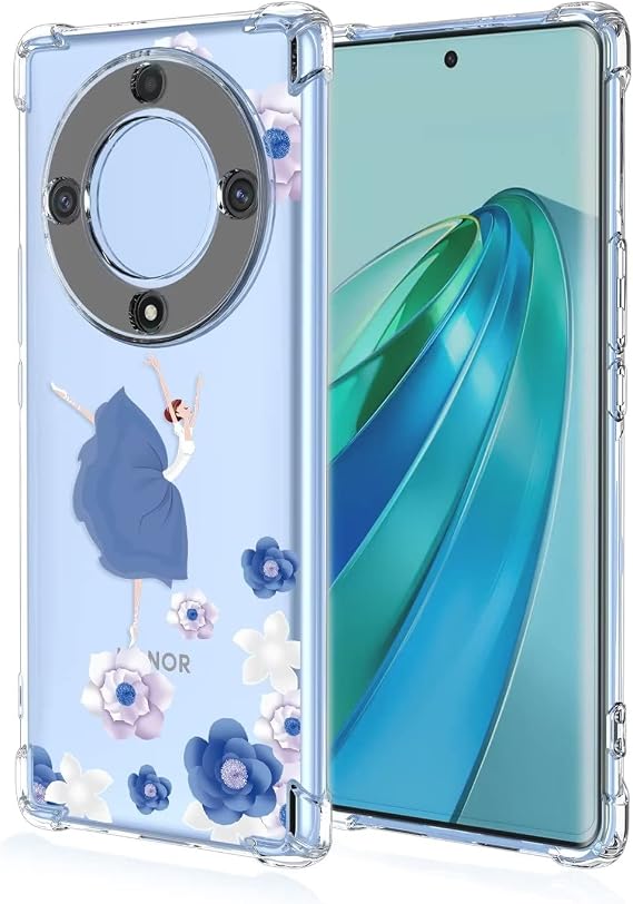 HONLEN Case for Honor Magic5 Lite 5G Case (6.67 Inches) Transparent Gradient Design TPU Silicone Mobile Phone Case Reinforcement with Four Corners Cover - Ballerin 2