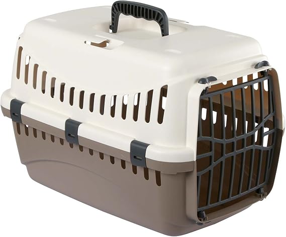 Kerbl Transport Box Expedion with Plastic Door, 45 x 30 x 30 cm, Cream/ Taupe