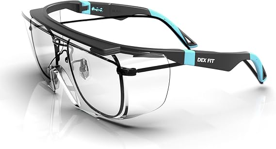 DEX FIT Arbeitsschutzbrille SG210 OTG; zertifiziert Z87 beschlagfrei und kratzfest verstellbar Unisex UV-Schutz