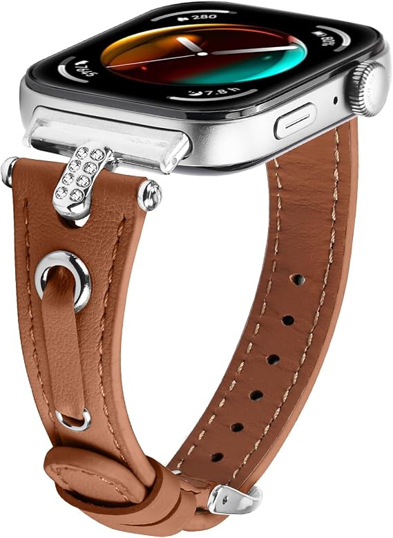Strap Compatible with Huawei Watch Fit 3, Genuine Leather Elegant Strap with Stainless Steel Closure for Ladies Men, Soft Breathable Replacement Bracelet for Huawei Smart Watch Fit 3
