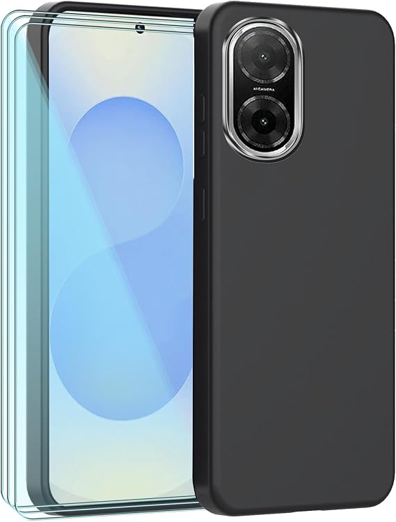 Silicone Case + 3 Pack Screen Protector for vivo V60e,Black Shockproof TPU Case,Bumper Phone Case,DustProof,Antiskid Anti-Scratch Phone Cover -H3