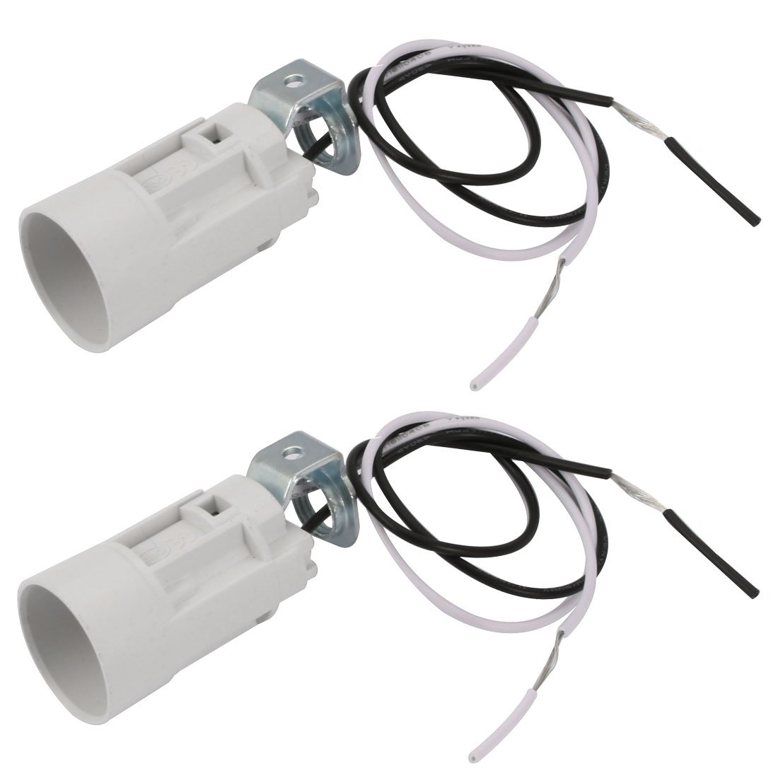 sourcingmap Lamp Socket, 111-240V 2A E14 52x23mm LED Bulb Light Holder for Floor Desk Table Lights, Plastic White, Pack of 2