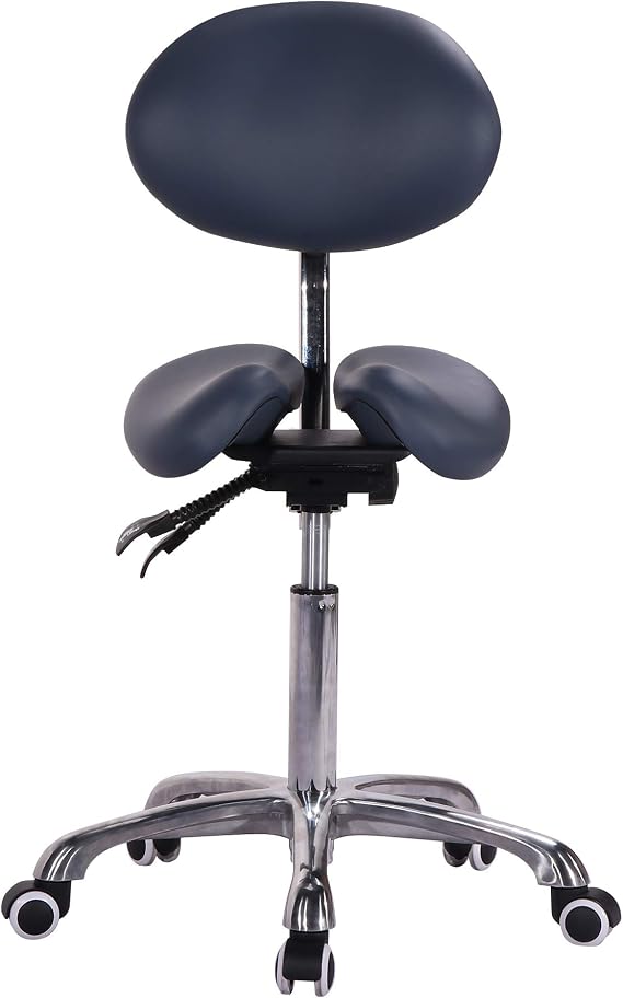Master Massage Berkeley Ergonomic Split Seat Style Backrest Saddle Stool with Two Tilting Option Royal Blue
