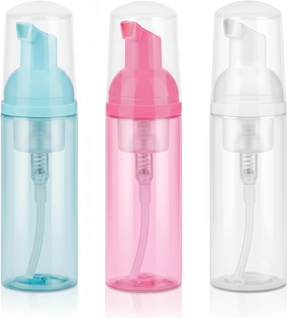 フォームポンプボトルピンク、空のトラベルサイズフォームディスペンサーポンプ、ソープシャンプー、ラッシュクレンザー用60ml、3個。, Mix2。, 2oz