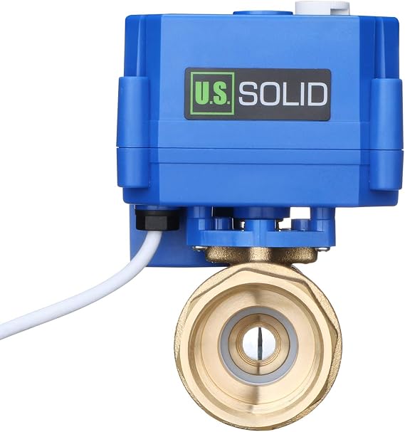U.S. Solid Motorized Ball Valve- 1" Brass Ball Valve with Manual Function, Standard Port, 9-24V AC/DC and 2 Wire Auto Return Setup